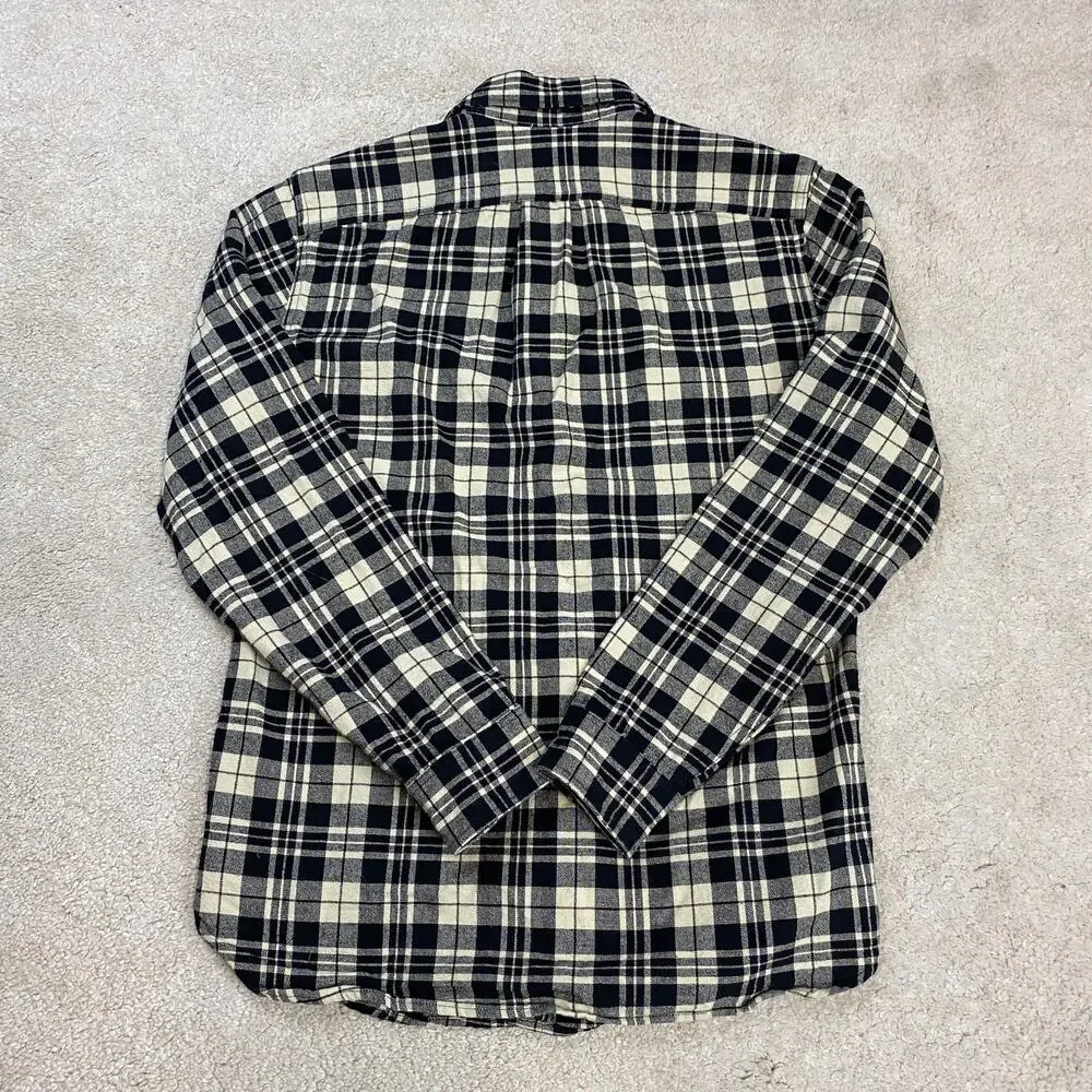 J. Crew Factory Cotton Button Down Black White Plaid Workshirt Size S